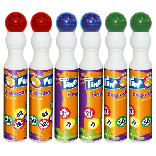 6 x 43ml Large Bingo Dabbers (Red, Green, Blue) 1