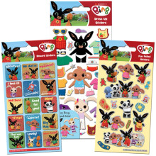 Paper Projects Bing Super Sticker Pack | Big Bundle for Scrapbooking and Decoration | Reusable on Non-Porous Surfaces,Blue / White / Yellow,24.5cm x