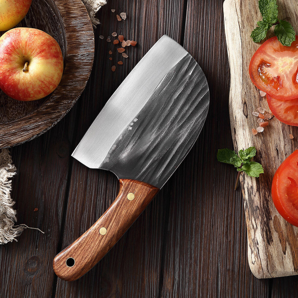 Meat Cleaver Knife, Full Tang Kitchen Boning Knife Handmade Forged Butcher Knife Serbian Chef Knife Multi Cleaver For Meat, Fish And Vegetables
