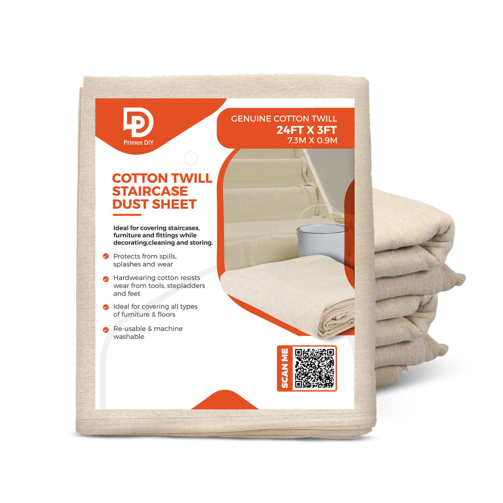 (1Pcs) Staircase Cotton Twill Dust Sheet 24Ft X 3Ft 5061060941776