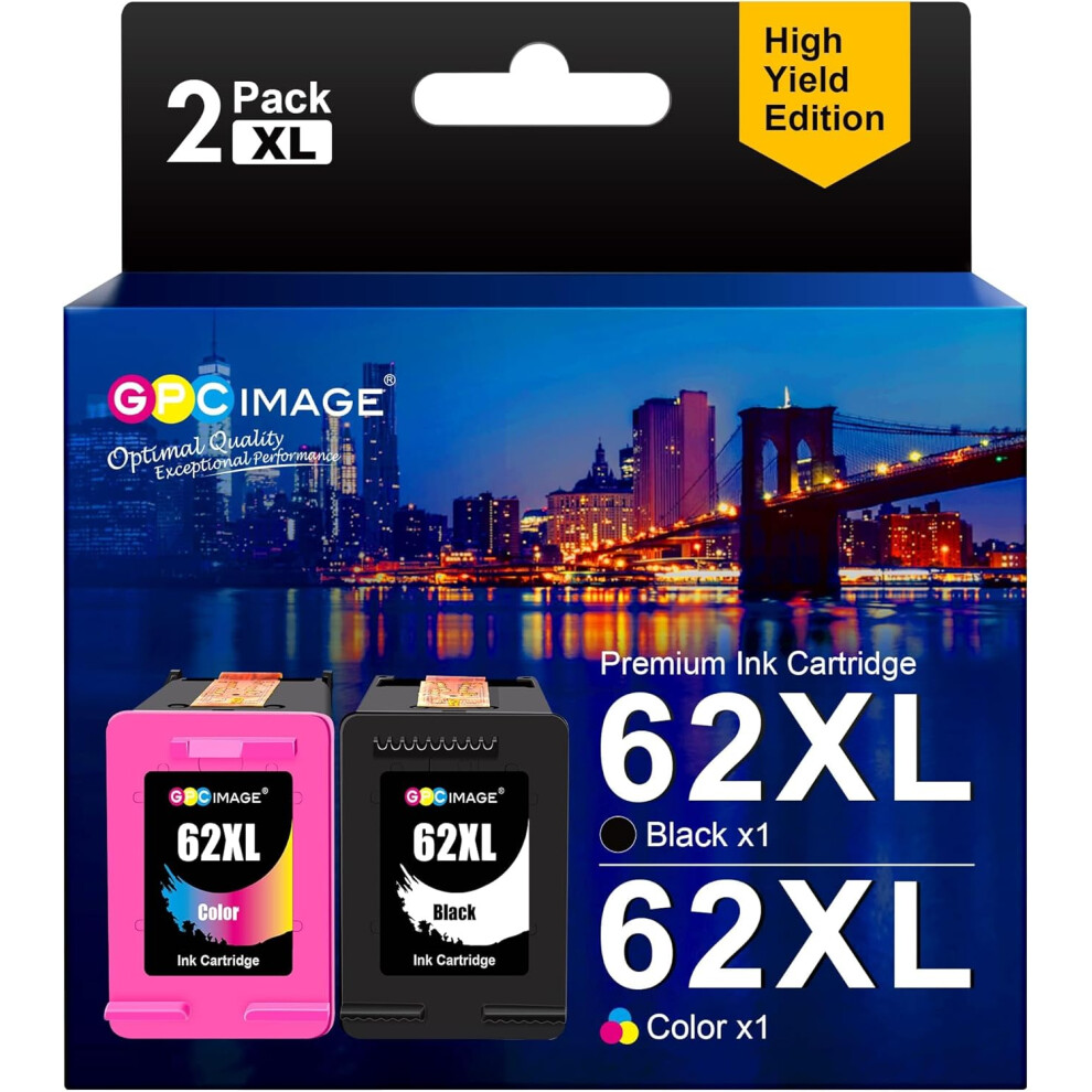 Gpc Image 62XL Ink Cartridges Replacement For Hp 62 Xl For Envy 5540 5541 5542 5543 5544 5545 5546 5547 5548 5640 5642 5644 5646 7640 Not,Specified 8000000002983