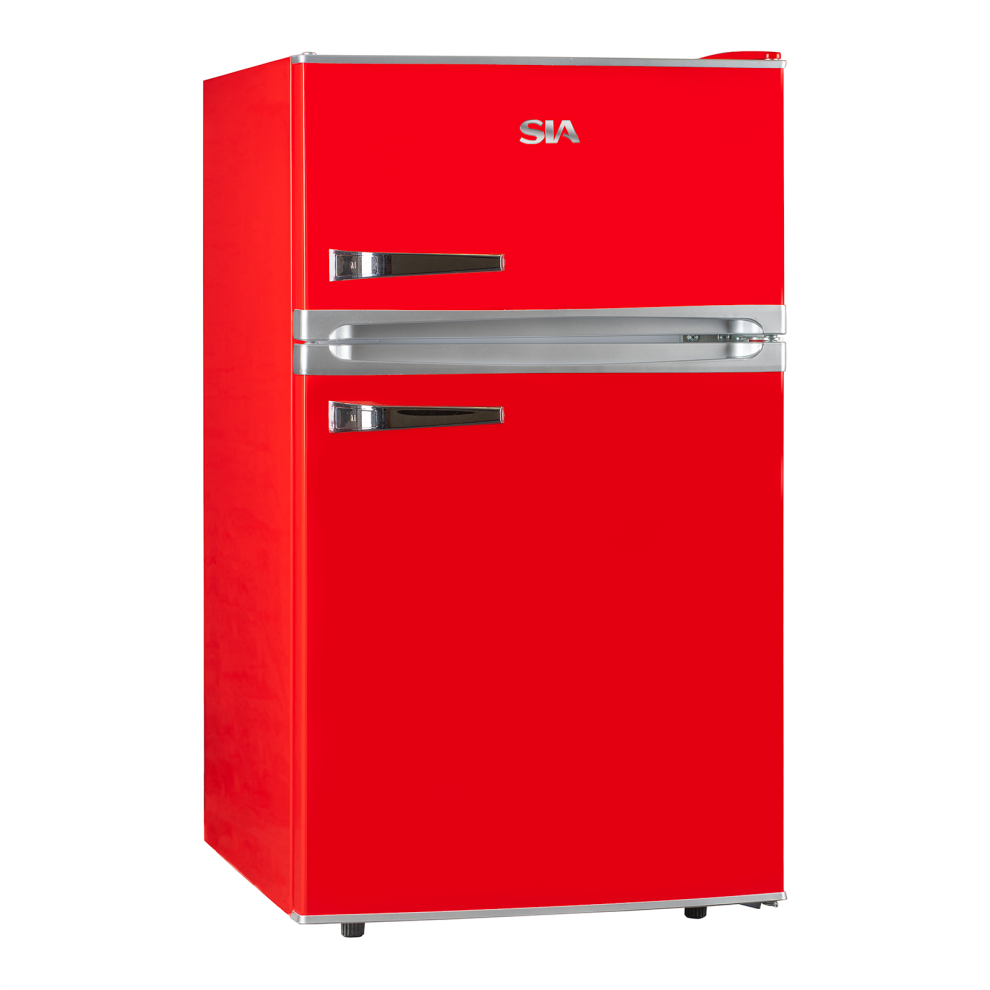 SIA RFM88R 88L Freestanding Under Counter Retro Fridge Freezer - Red