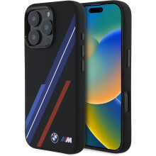 BMW M Series Silicone Random Lines Case with MagSafe iPhone 16 Pro 6.3" Black - BMHMP16L23SSPK