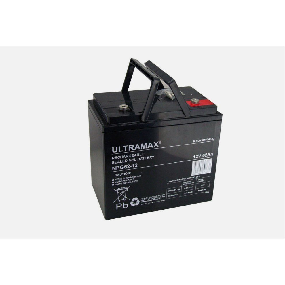 ULTRAMAX 12V 62A (Replace 50AH & 60AH of same size) GEL Mobility Scooter Battery