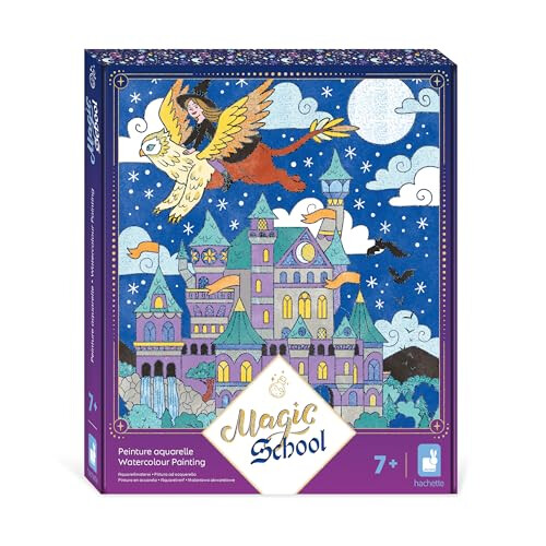 Janod Janod - 4 Paintings with Glittery Lines - Watercolor Painting - Magic Theme - Magic School - Children's Creative Leisure Kit - Learning Fine Motor