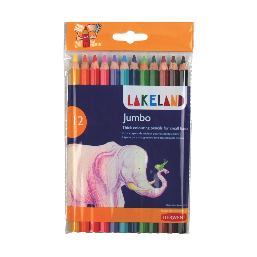 Derwent33326 Lakeland Jumbo Colouring Pencils,Multicolor , Set of 12