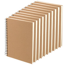 MUKCHAP 10 Pack A5 Spiral Bound Sketchbook, 60 Sheets/120 Pages A5 Landscape Sketch Pad, 100gsm Kraft Cover A5 Drawing Pad with Blank Pape for Art,