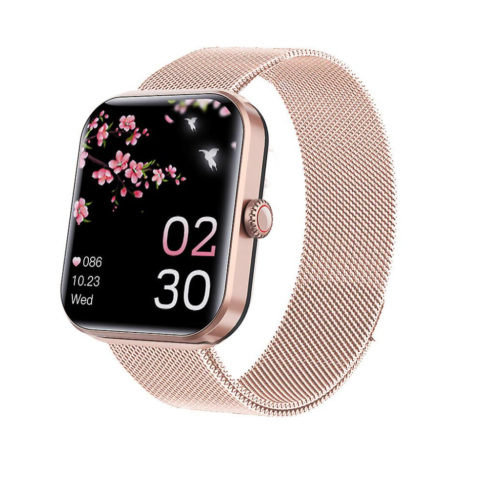 (Rose Gold Steel) F57l Blood Glucose Monitoring Watch, Blood Glucose Watch, Blood Pressure Watch