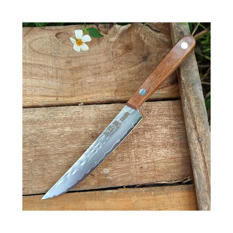 Forged Damascus Steel Steak Set Blade Sharp Peeling Fruit Knife Smooth Solid WoodHandhandle Boning Knife