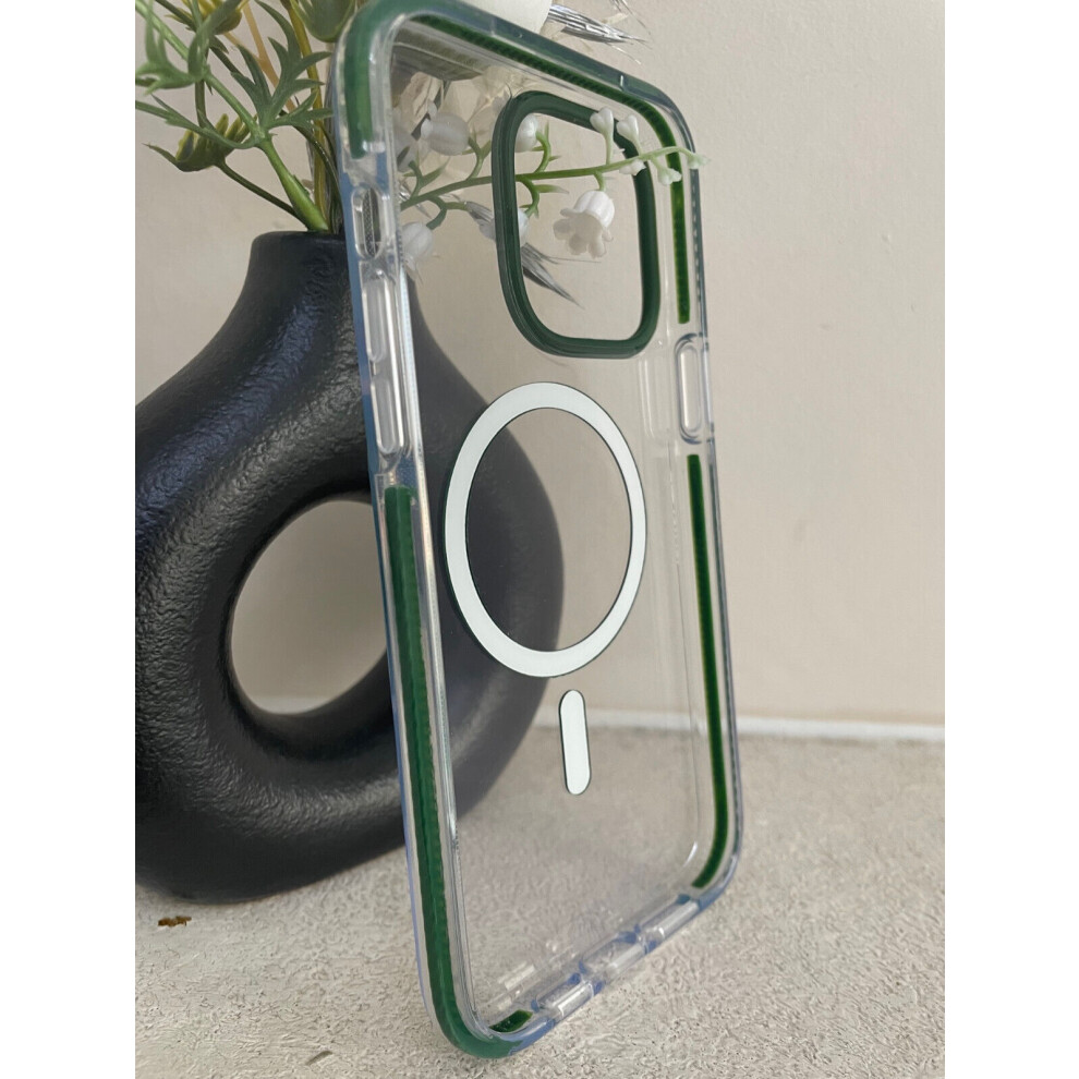 Tech21 Evo Crystal Clear Green Case Apple iPhone 14 Pro MAX MagSafe Compatible