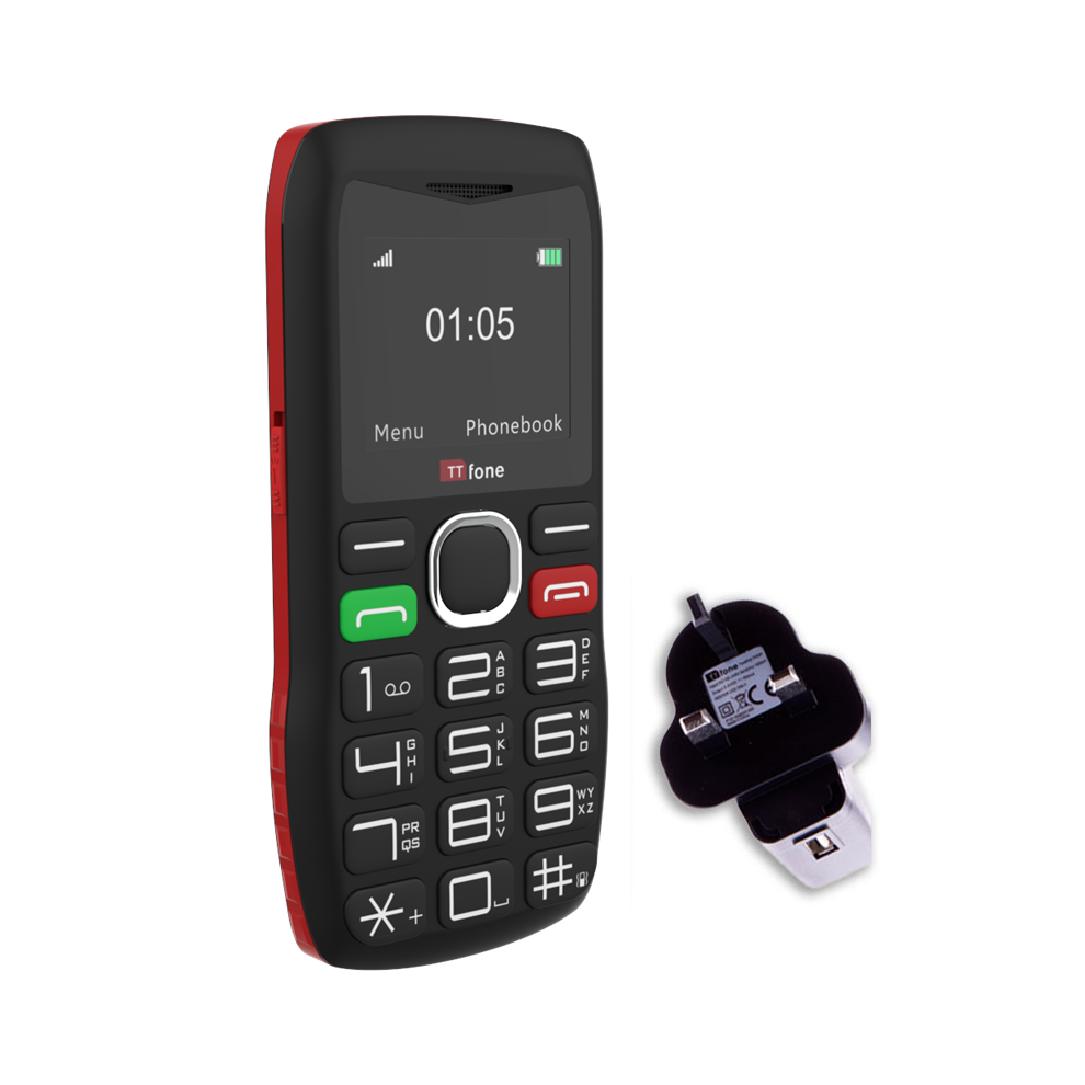 Ttfone Tt880 Easy-To-Use Big Button Mobile Phone With O2 Pay As You Go Sim, Usb C Mains Charger 5060929853168