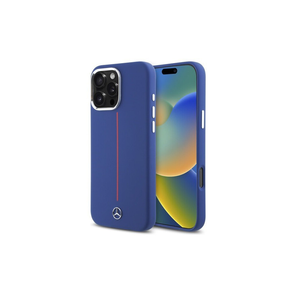 Mercedes-Benz Mercedes Benz Silicone Red Stripe Case With Magsafe For Iphone 16 Pro Max 6.9" Navy Blue - Mehmp16x23sumrv