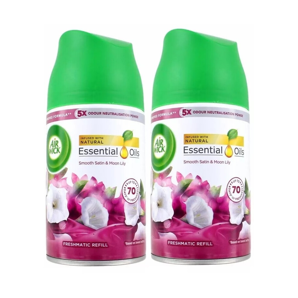 Air Wick 2 X Freshmatic Max Automatic Spray Refill 250Ml - Smooth Satin & Moon Lily