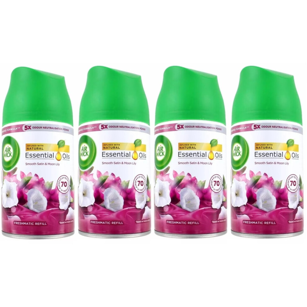 4 x Air Wick Freshmatic Max Automatic Spray Refill 250ml - Smooth Satin & Moon Lily-image-OPC-PFWFGWN-NEW