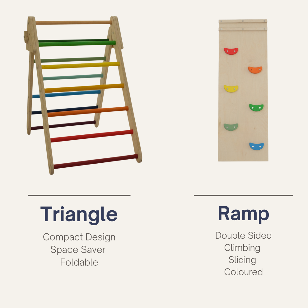 Wooden Montessori Foldable Triangle Climber and Ramp for Toddler
