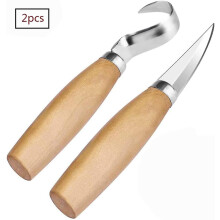 Sunrain Carving Knife, Tool Chip Carving Knife Paring Knife With Knife Sleeve   Hook Knife, Wood Carving Kit Compatible With Spoon Bowl Cup Woodworkin