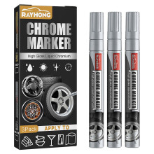(Silver) 3pcs Car Diy Plating Inscription Pen Liquid Mirror Chrome Metal Marker Paint Plated Pen