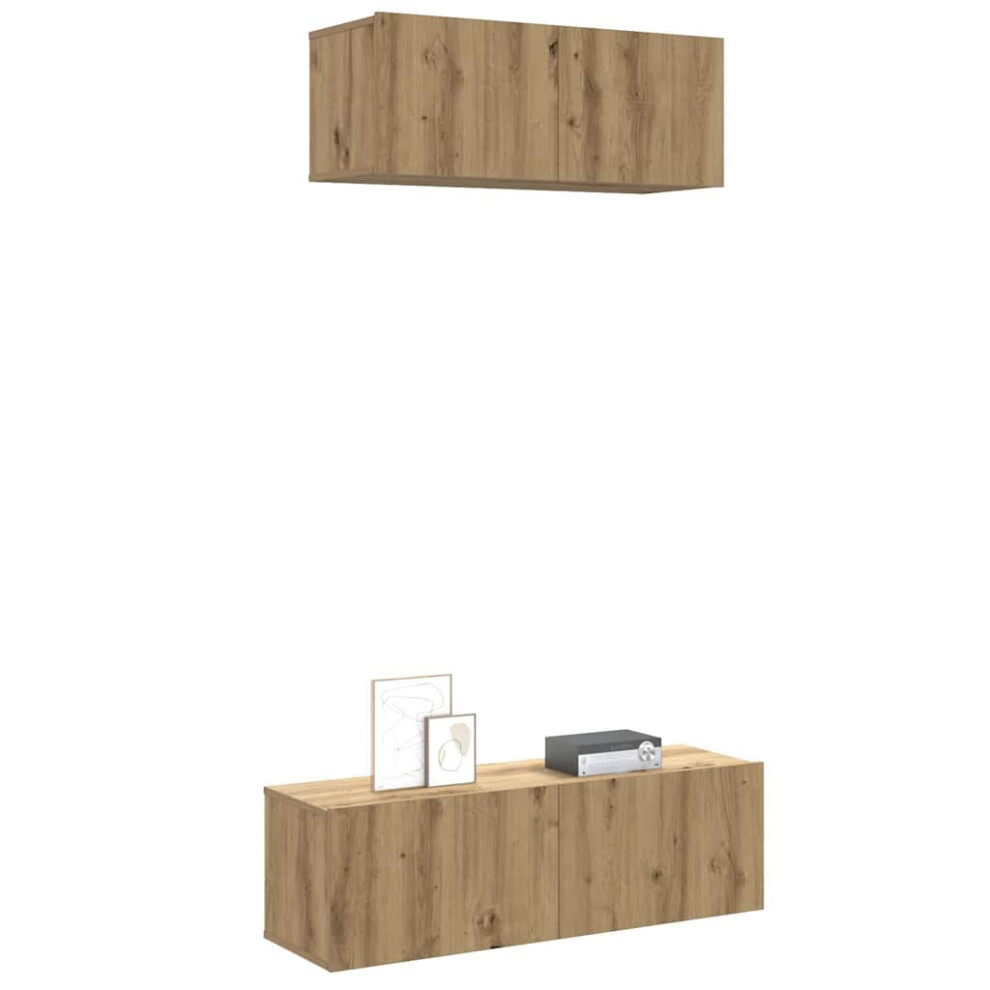 Vidaxl 2 Piece Tv Cabinet Set Wall-Mounted Artisan Oak Engineered Wood