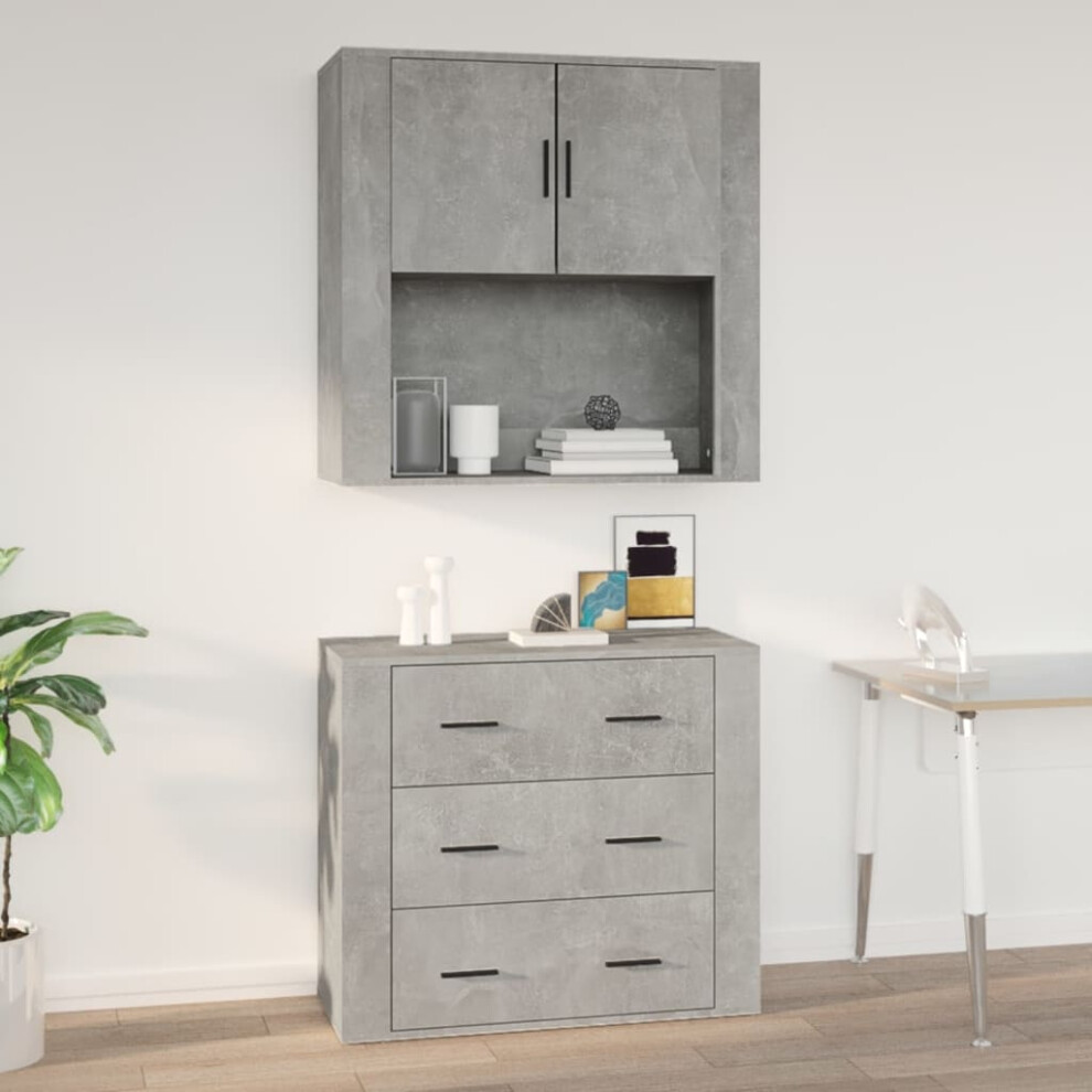 Vidaxl Wall Cabinet Concrete Engineered Wood Sideboard Home Organiser Grey