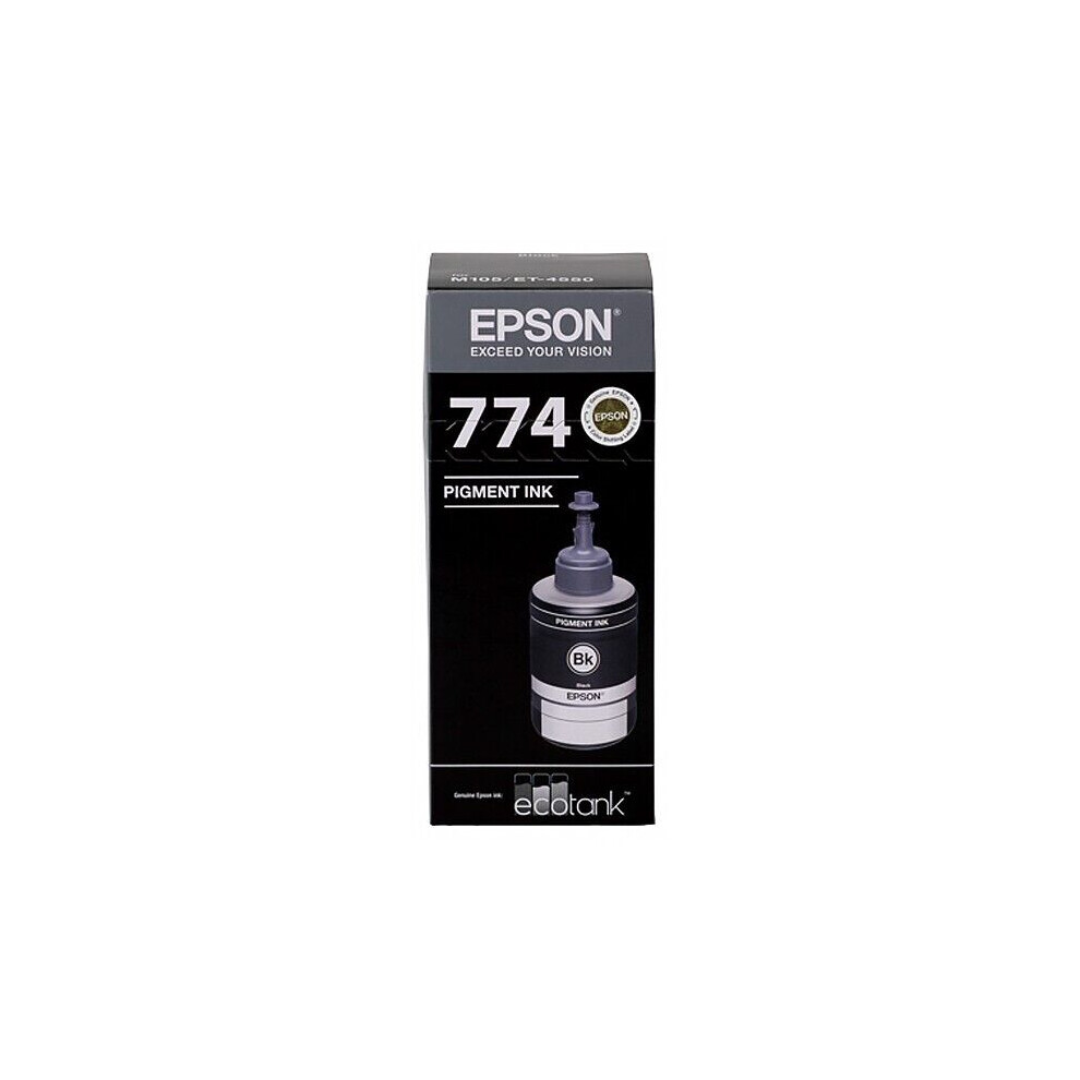 Epson T774 Black EcoTank 774 Pigment Ink Toner Bottle C13T774192 Genuine Original