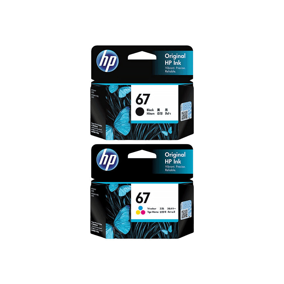 Hp 67 Original Ink Cartridges Value Pack (Black, Cyan, Magenta, Yellow) 3Ym55aa/3Ym56aa - Genuine Blue,Pink,Black