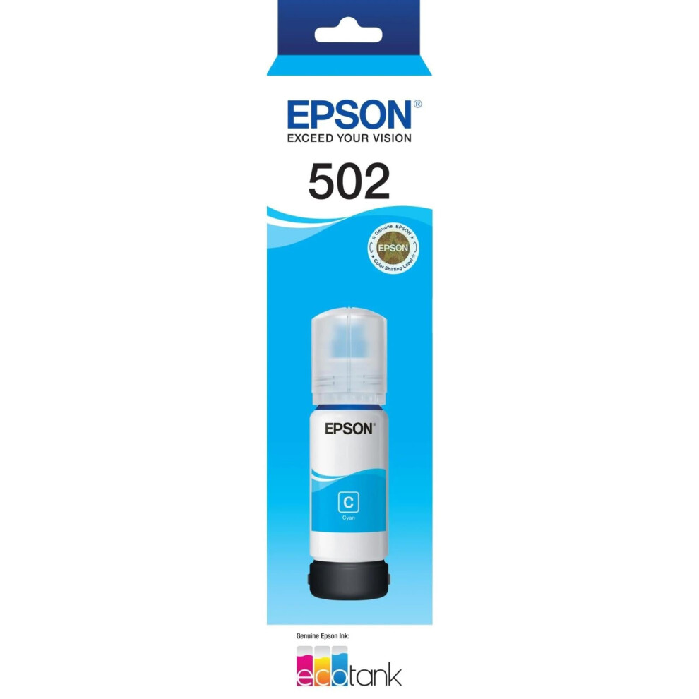 Epson T502 Cyan EcoTank 502 Ink Toner Bottle C13T03K292 Genuine Original