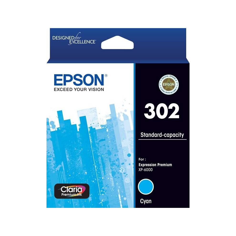 Epson 302 Cyan Ink Cartridge Toner C13T01W292 Genuine Original