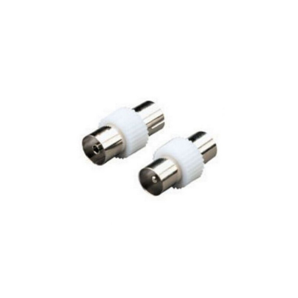 Coaxial plug to coaxial plug Coupler (MALE TO MALE - WHITE PLASTIC) Per Piece