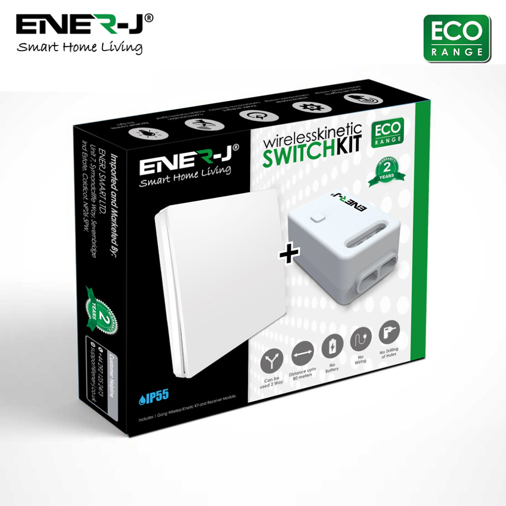 1 Gang Wireless Kinetic Switch + Dimmable & WiFi Receiver Bundle Kit