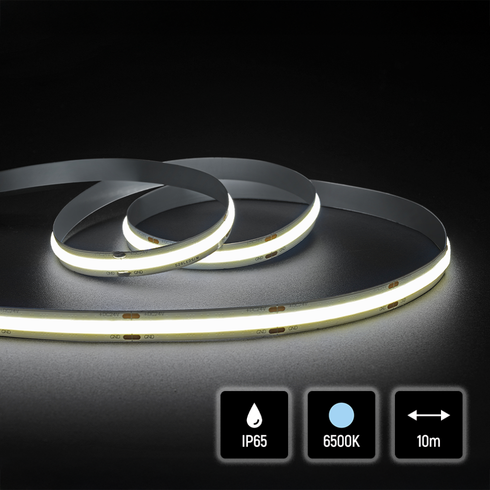 Quik Strip 15W/m COB LED Strip, 24V IP65 6500K, 528LEDS/m, 1510Lm/m, 10mm PCB, 10m