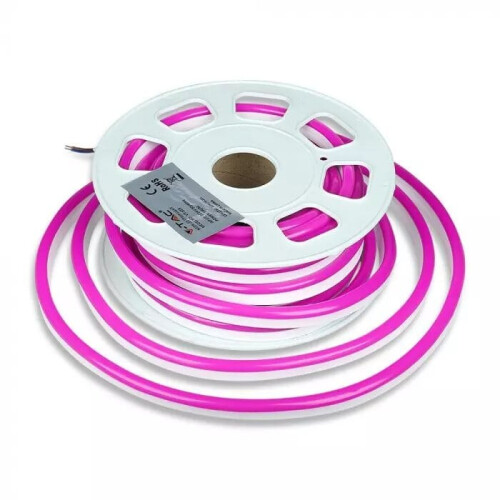 V-TAC NEONP10 LED Neon Rope Light Strip Flexible Pink IP65 24V (10M/ROLL) 8W/M