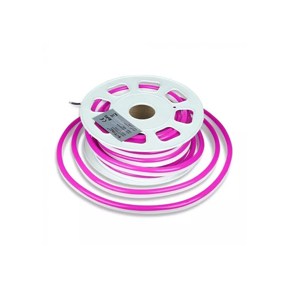 V-TAC NEONP10 LED Neon Rope Light Strip Flexible Pink IP65 24V (10M/ROLL) 8W/M