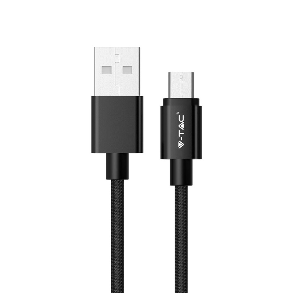 V-TAC VT8488 1M Micro Usb Platinum Series Braided Cable With Nylon Fabric Black