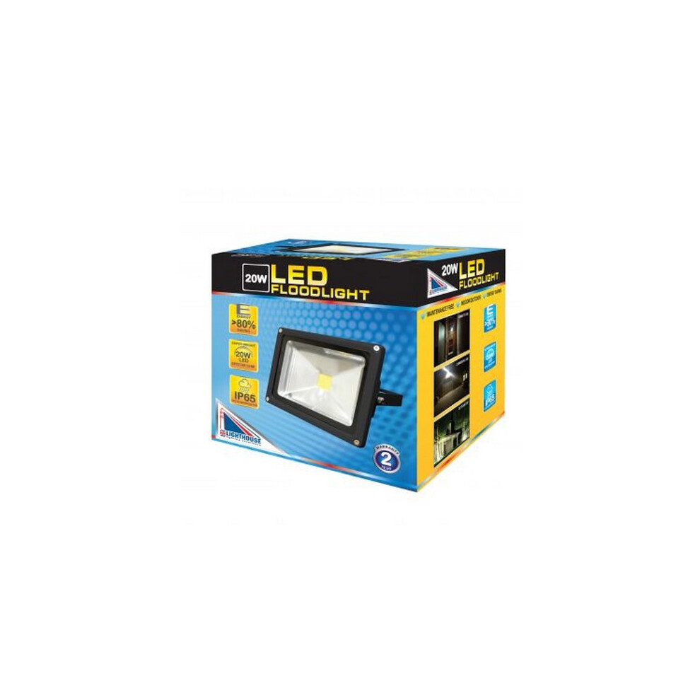 LIGHTHOUSE 20w LED COB FLOOD LIGHT , WARM WHITE COLOUR 2700k (EQUIVALENT TO 200W), IP65, BLACK, 2700