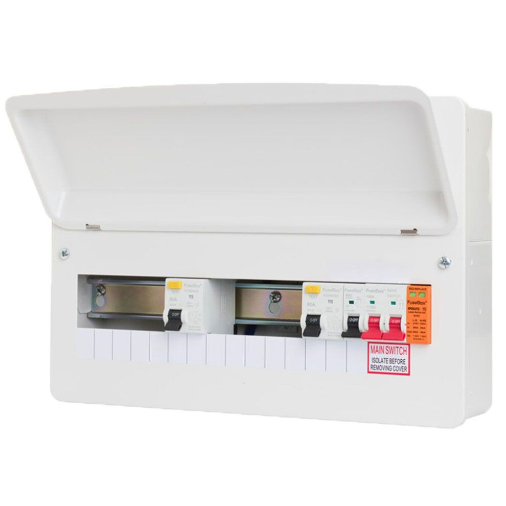 FUSEBOX 16 WAY DUAL RCD SPD T2 (2x100A 30mA RCDs TYPE A), F2016DX100