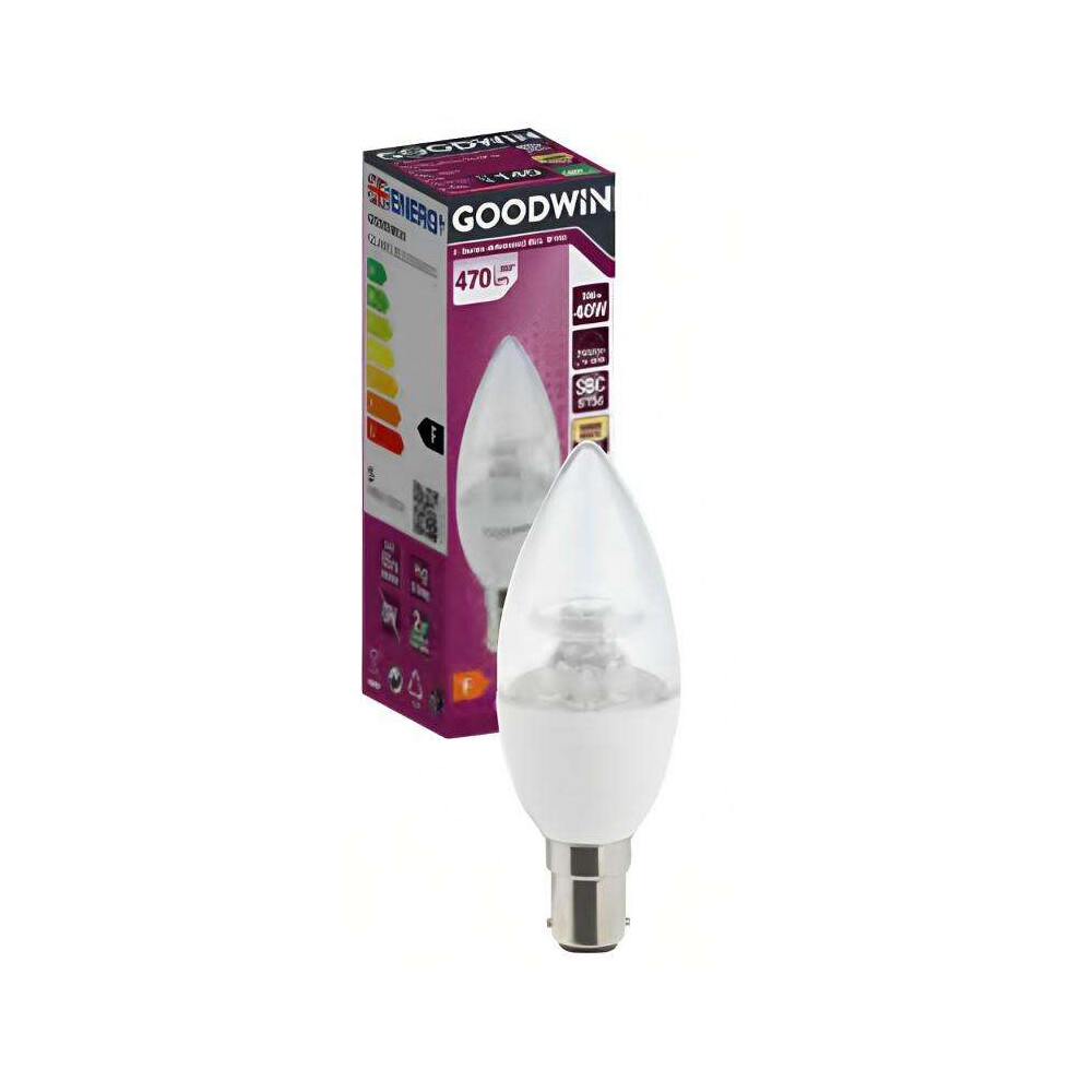 GOODWIN Candle Clear E14 260D 5W/40W 470lm Dimmable Ra90 6500K LED Lamp