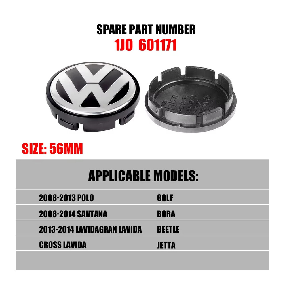 (1J0 601171 VW-56MM) 4PCS 56mm 65mm 66mm For Volkswagen VW Original Hubcaps Car Wheel Center Covers Decoration Badge Auto Hub Caps Emblem Replacement-image-OPC-PFWFRHD-NEW