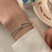(Silvery) HOT Sale Women's Knot Bracelet S925 Sterling Silver Friendship Love Knot Bracelet Adjustable Jewelry Elegant Temperament Hand Gift To Her