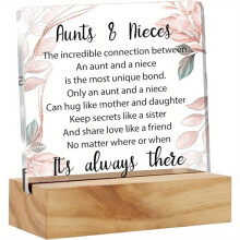 (Variant1) Aunties Pride - Heartfelt Niece Gift Acrylic Desk Plaque with Rustic Wood Stand - Sentimental Sayings, Emotional Connection
