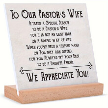 (To Our Pastor's Wife) Heartfelt Pastor's Wife Appreciation Plaque with Wood Stand - Rustic Home Decor, Ideal Christmas or Birthday Gift for Preacher's Wife, Minister's Wife