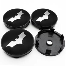 (60mm bat1) 4Pcs 56+60mm Car Styling Bat Emblem Badge Sticker Car Wheel Hub Center Caps Rim Cover Stickers Decorative Auto Accessories