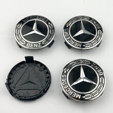 (75mm New Black) 75MM Car Styling Wheel Center Covers Hub Caps Replacement For Mercedes Benz W211 W203 W204 W210 W124 AMG W202 CLA W212 W220 W205