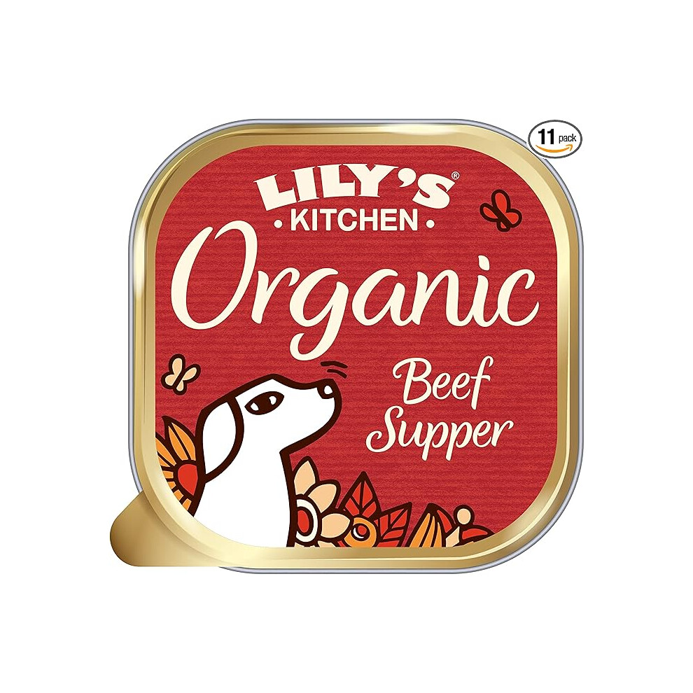 Lilys Kitchen Made with Natural Ingredients Adult Wet Dog Food Tray Organic Beef 11 x 150g