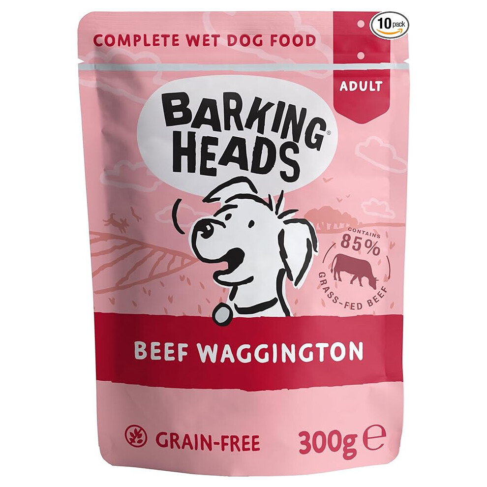 Barking Heads Wet Dog Food - Beef Waggington - No Artificial Flavours - Grain-Free Recipe (10 X 300 G)