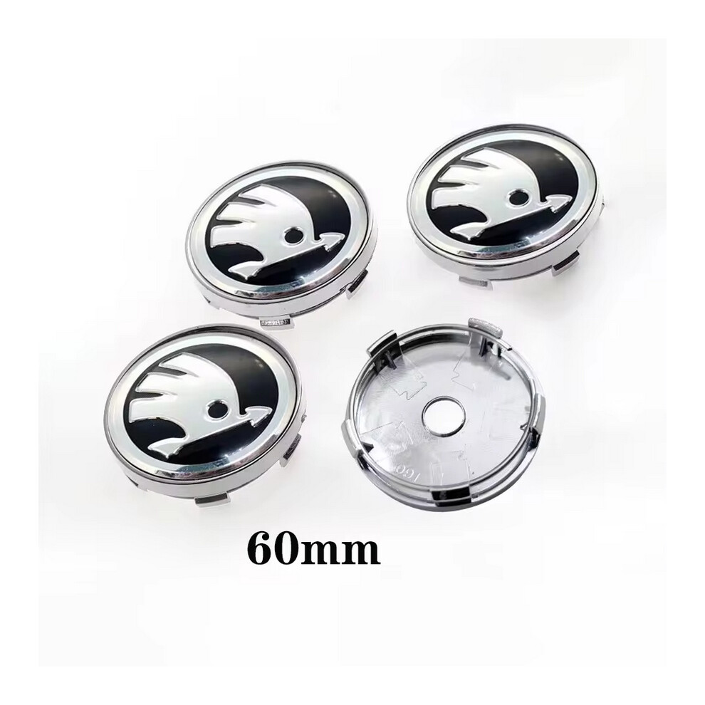 (60mm Black Silver) 4Pcs/Lot 56mm 60mm 65mm Car Wheel Center Cap Logo Hub Cover Badge Emblem For Skoda 1J0601171 3B7601171 Styling Accessories-image-OPC-PFWFXM7-NEW