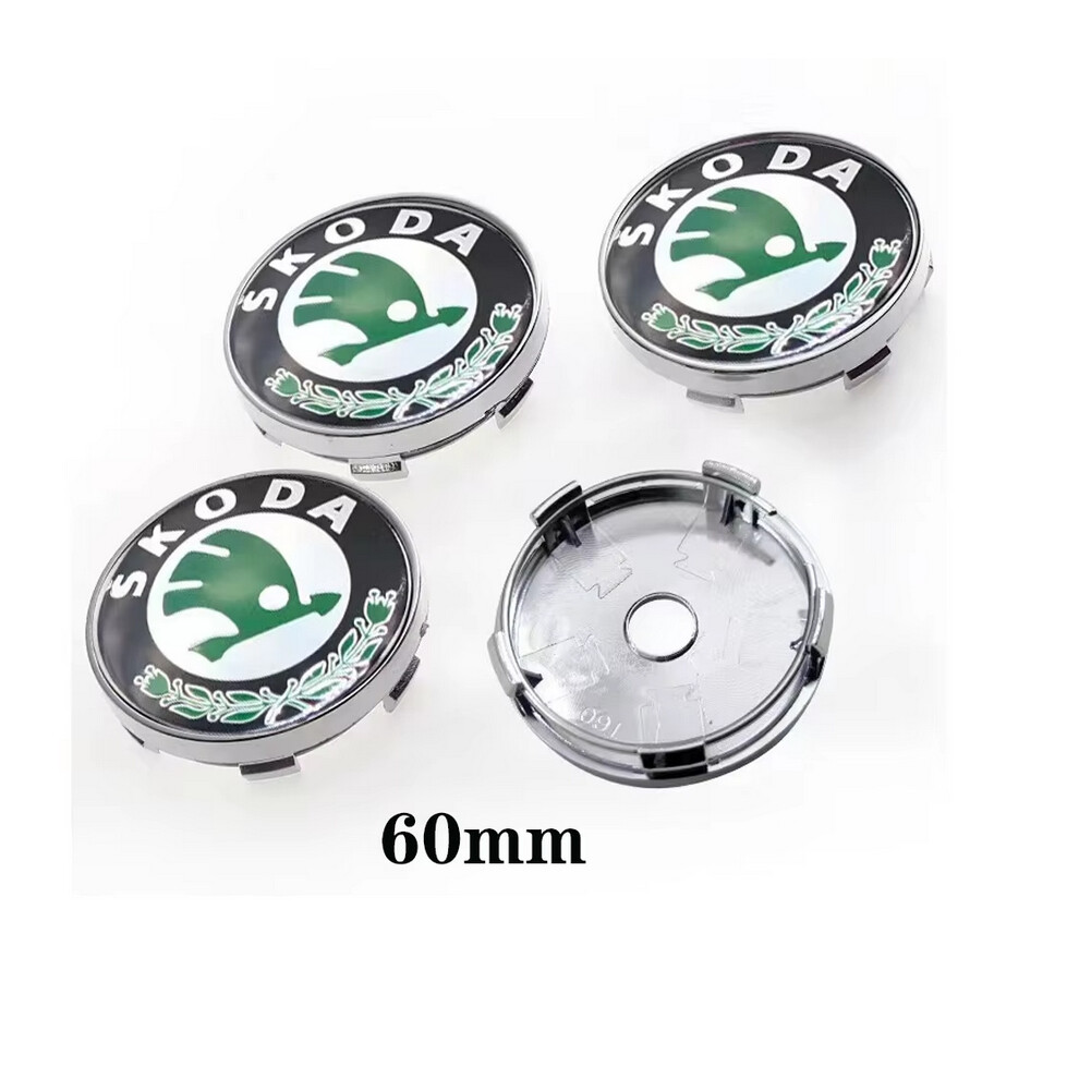 (60Mm ) 4Pcs/Lot 56Mm 60Mm 65Mm Car Wheel Center Cap Logo Hub Cover Badge Emblem For Skoda 1J0601171 3B7601171 Styling Accessories Green 6903911366736