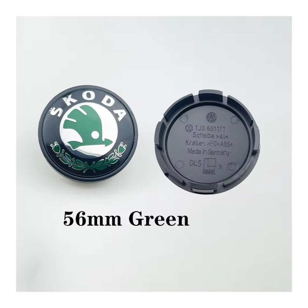 (56Mm ) 4Pcs/Lot 56Mm 60Mm 65Mm Car Wheel Center Cap Logo Hub Cover Badge Emblem For Skoda 1J0601171 3B7601171 Styling Accessories Green 6902223958318