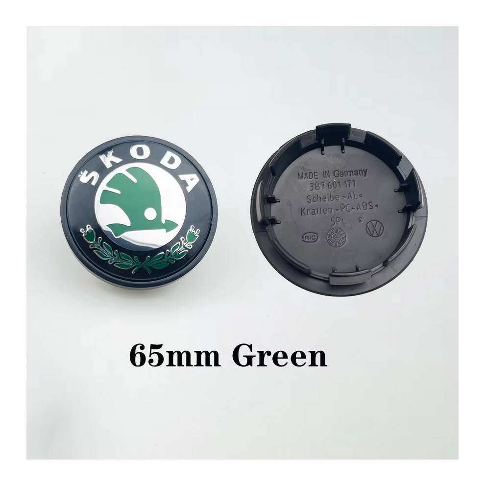 (65Mm ) 4Pcs/Lot 56Mm 60Mm 65Mm Car Wheel Center Cap Logo Hub Cover Badge Emblem For Skoda 1J0601171 3B7601171 Styling Accessories Green 6908720570251