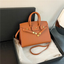 (Brown large) Fashionable lock Birkin bag hand-held shoulder crossbody bag