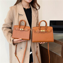 (Brown trumpet) Fashionable lock Birkin bag hand-held shoulder crossbody bag